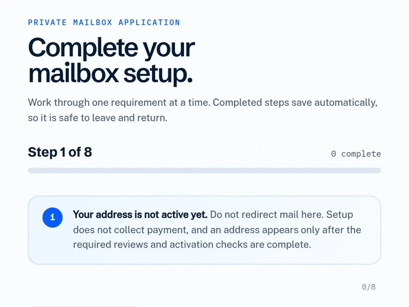 The EverAddress setup interface showing required activation steps and the inactive-address notice.